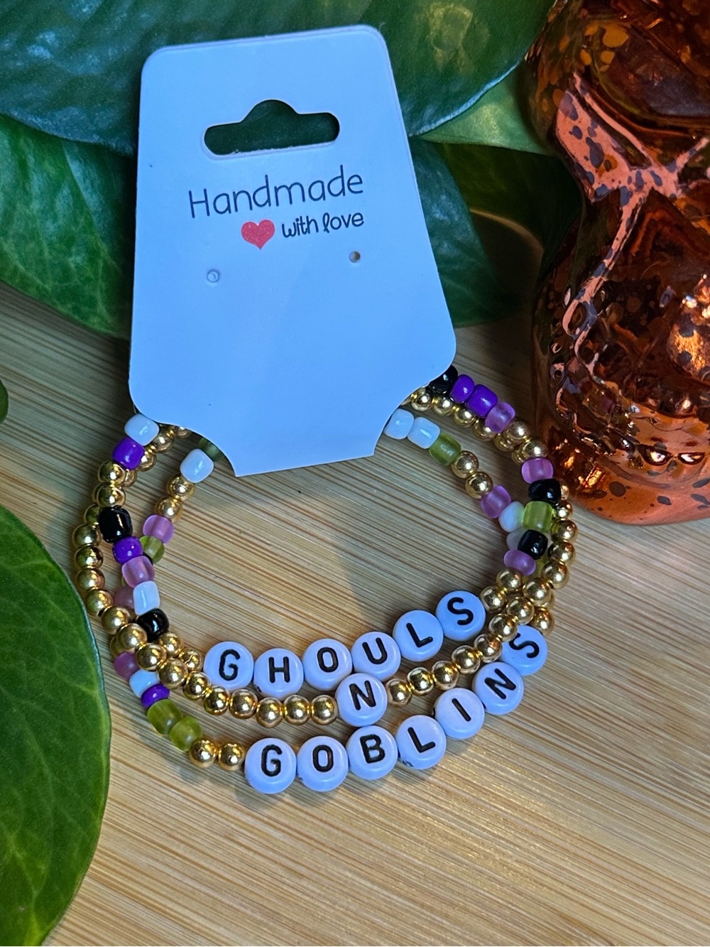 👻Ghouls & Goblins 3-PC Stretchy Beaded Bracelet Set | Handmade |Halloween Stack